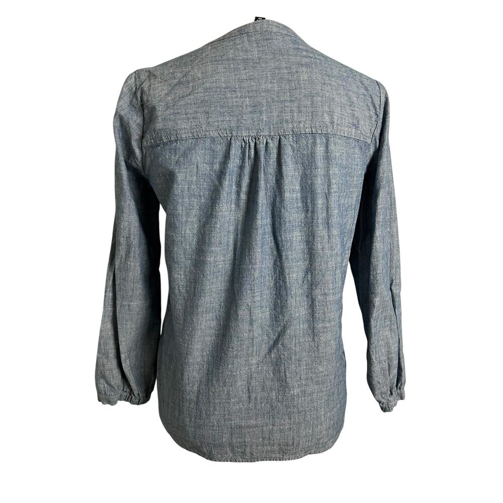J.Crew Mercantile Blouse Womens XS Blue Embroidered Tassel Tunic Top Boho - Picture 3 of 6